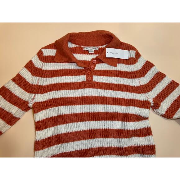 NWT American Eagle Rust and White Striped Knit Sweater Size XS - Picture 9 of 9